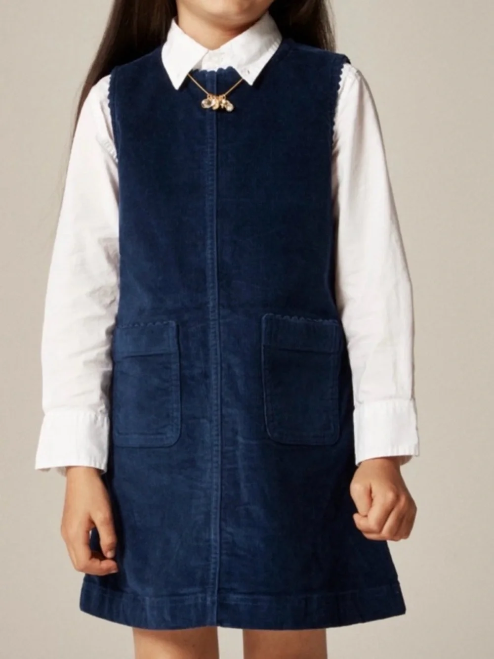 J. Crew Crewcuts Girls' Corduroy Pinafore Dress Navy Blue